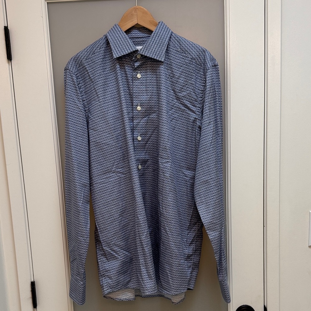 Eton Men's Navy Geometric Button Down Shirt XL